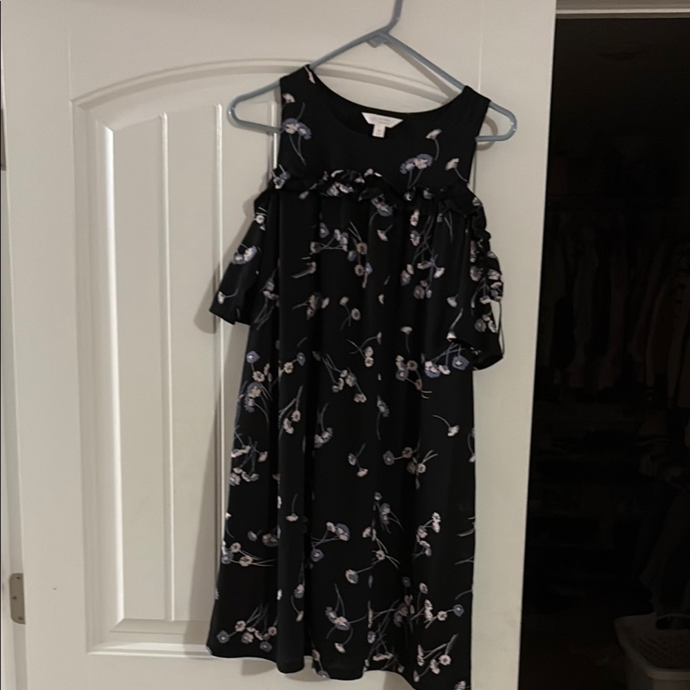 LC Lauren Conrad Black Floral Midi Dress